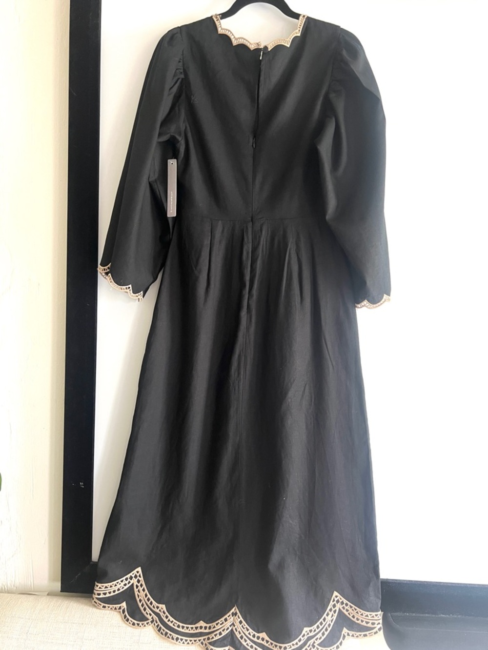 FARM Rio x Anthropologie Black Cutout Embroidered Palm Midi Dress Size Small NWT - Picture 5 of 13